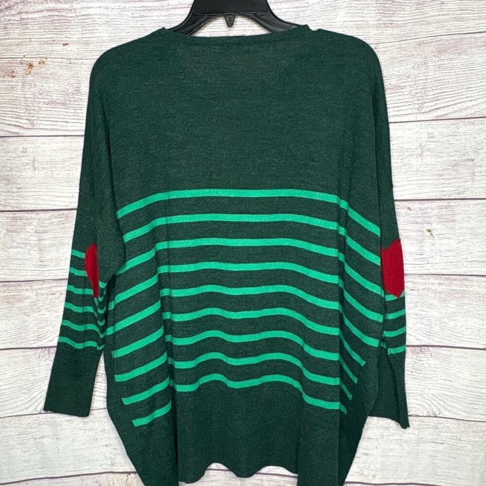 Mersea The Amour Alpine Clover Striped Heart Patch Pullover Sweater One Size - Picture 5 of 13